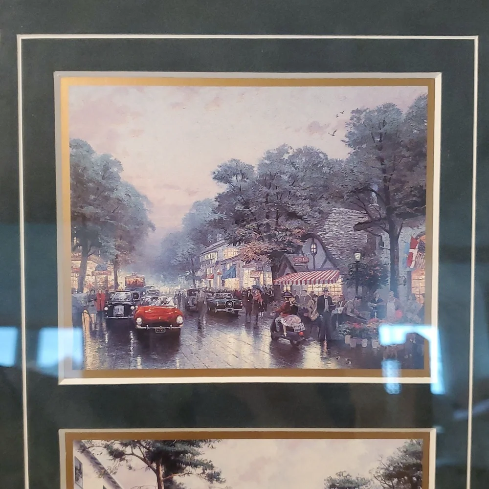 Thomas Kinkade Carmel-by-the-Sea Gold Framed Double Art Print with Green Mat